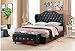 Kings Brand Furniture - Black Tufted Design Faux Leather King Size Upholstered Platform Bed