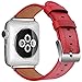 Compatible with Apple Watch Band, COVERY 42mm 44mm Watch Band Genuine Leather Strap Stainless Metal Buckle Compatible Apple Watch Series 4(44mm),Series 3, 2, 1, (42mm) Sport & Edition- Red
