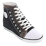 CALDEN - K882899 - 3 Inches Taller - Size 7 D US - Height Increasing Elevator Shoes (Black and Grey Denim Sneakers)