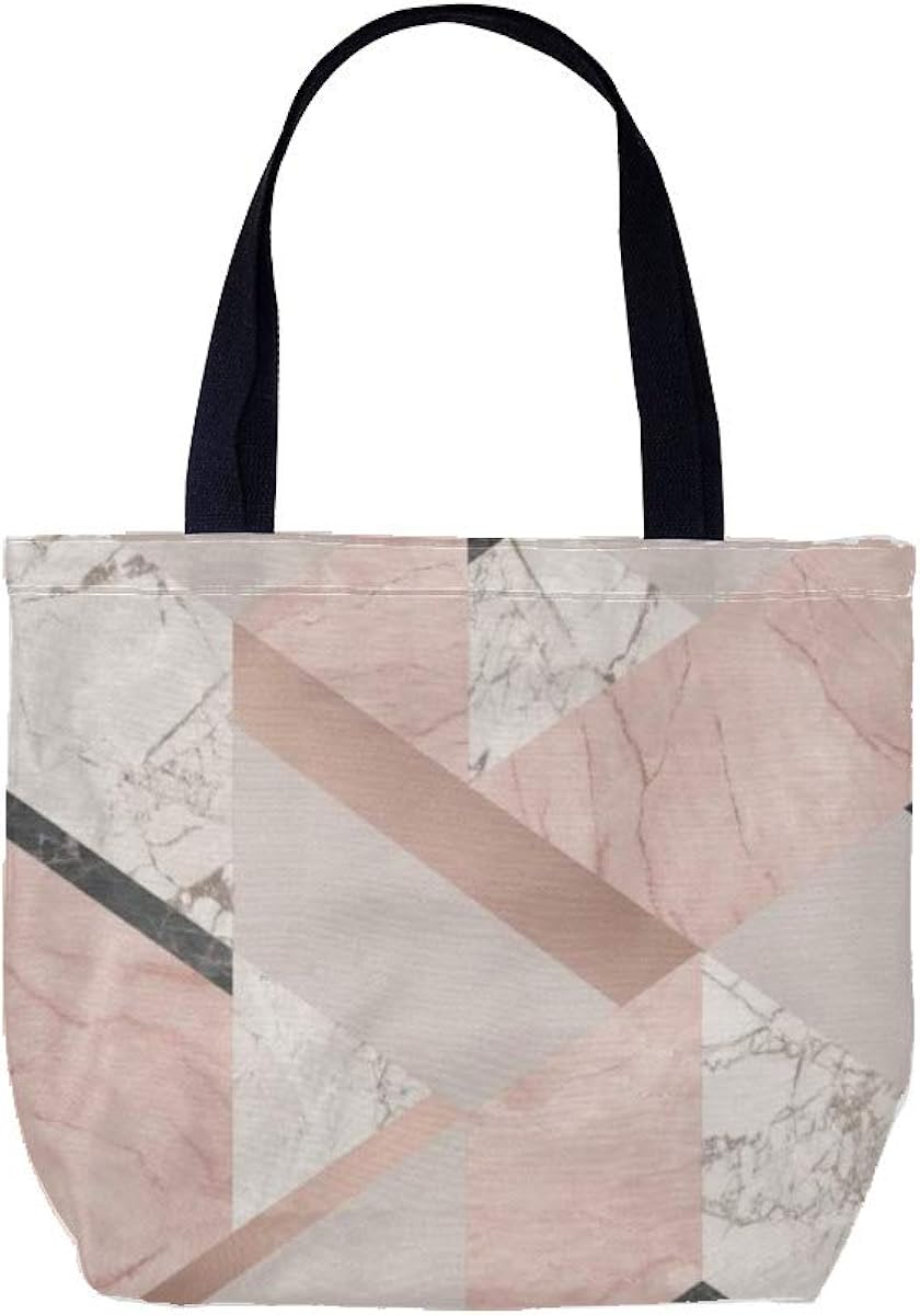 GEOMÉTRIC - Bolsas de lona de mármol, color rosa y dorado, bolsas de