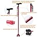BigAlex Folding Walking Cane with LED Light,Pivoting Quad Base,Adjustable Walking Stick with Carrying Bag for Men/Women(5'5''-6'3'' Red)