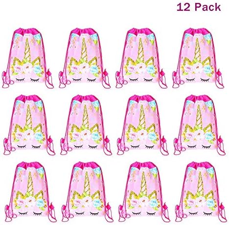 Tanersoned Unicorn Drawstring Bag Unicorn Backpacks Gifts Bags Birthday Party Supplies Favor Bag for Kids Children Girls