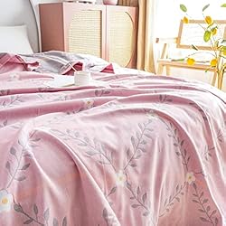 MEJU Flower Muslin Lightweight Summer Blanket for