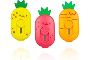 LOPURO Mini Retractable Box Cutters - 3Pcs Cute Pineapple Paper Cutter Letter Opener Portable Utility Knives Office Stationery for Cutting Envelope Paper Cardboard