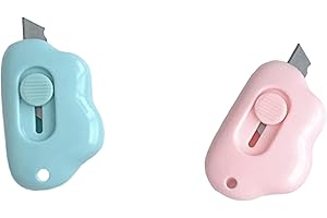 Kawaii Cloud Box Cutter (2 pcs, Pink & Blue) Mini Cute Box Cutter and Letter Opener for Cloud Lovers