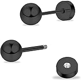 ZDE Women Flat Back Ball Stud Earrings Titanium Hypoallergenic Earrings Stud for Sensitive Ears Simple Classic 3mm-6mm Flat Stud Earring for Helix Tragus Cartilage Earlobe