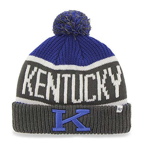 Kentucky Wildcats Charcoal "Calgary" Beanie Hat with Pom - NCAA Cuffed Winter Knit Toque Cap