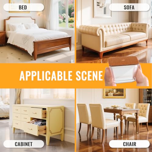 16 Pieces Rectangle Chair Pads Furniture Leg Felt Pads Hardwood Chair Caps Protect Floor from Anti-Scratch Noise (Fit Length 28-38mm, Width 19-25mm)