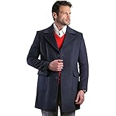Bright Moons Men's Single Breasted Wool Blend Pea Coat – Notch Lapel Long Trench Overcoat for Business, Casual & Winter Wear