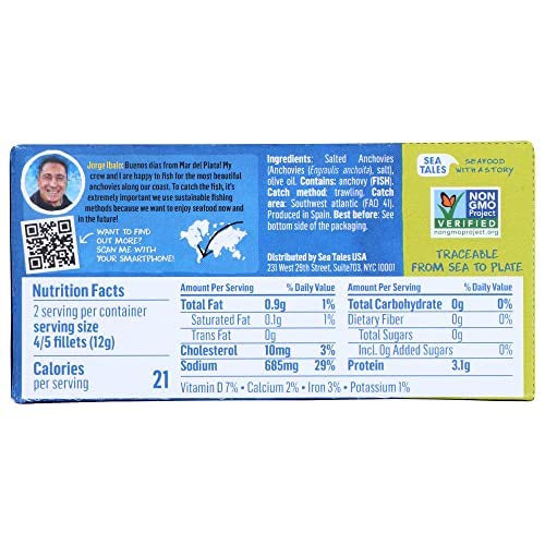 SEA TALES ANCHOVY FILLETS IN OLIVE OIL, 45 GR