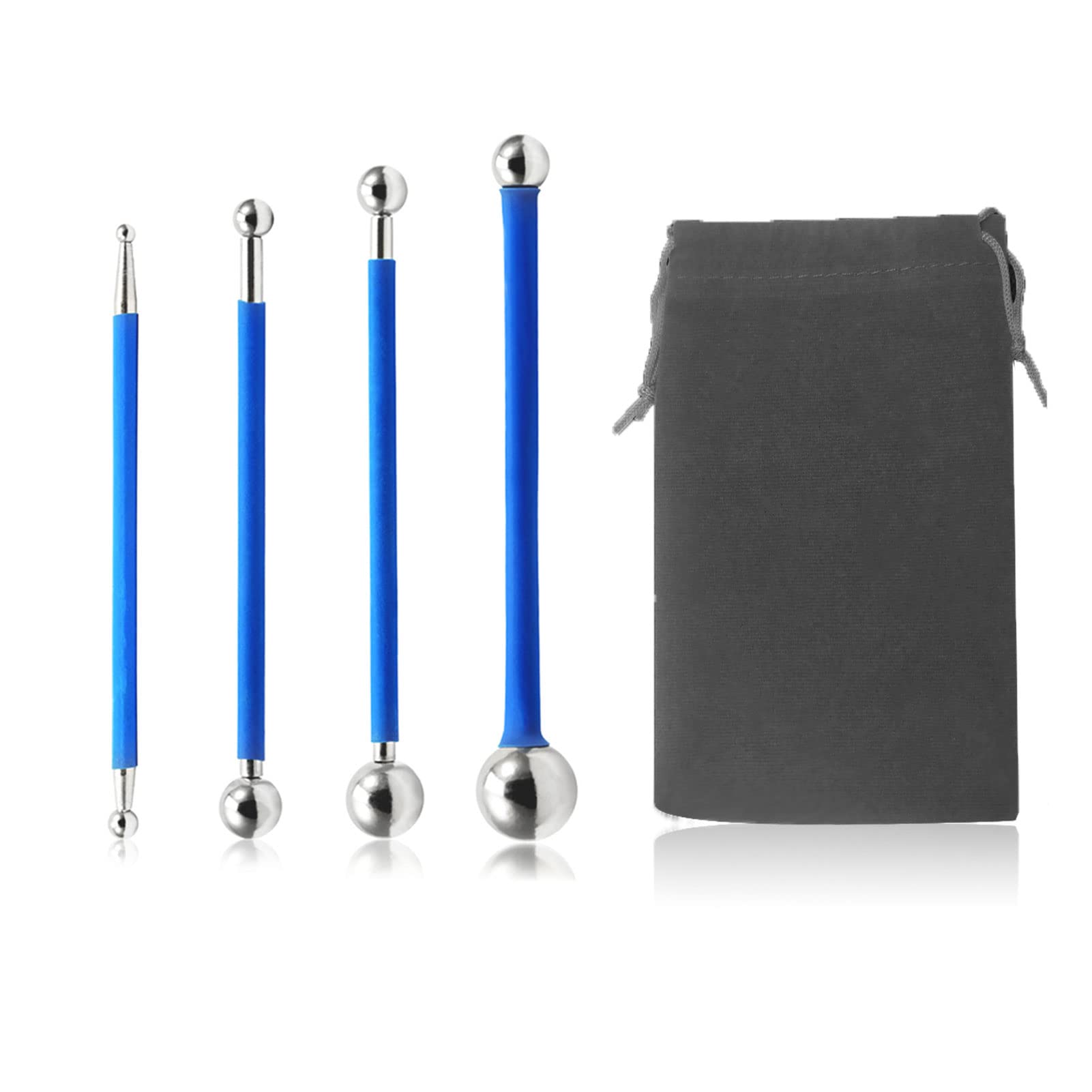 LEONTOOL 4 Pcs Metal Ball Tile Caulk Finishing Tools Tile Floor Joint Repair Kit with Storage Bag Concrete Countertop Caulking Tool DIY Sculpture Modeling Tools Cake Decoration Tools