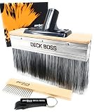 Deck Stain Brush Applicator - Deck BOSS by Perdura - 7 inch Paint Brush - Stain Seal and Paint for Floor and Fence - Brush Tool for Water and Oil Based Coatings on Wood and Concrete Rough or Smooth