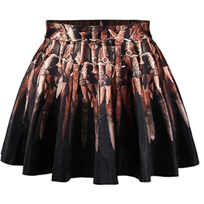 Erlking Women's Oil Printing Versatile Stretchy Flared Skater Skirt