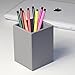 Iremico Colorful PU Leather Pencils Holder Stationery Organizer for Home Office (Square Grey)
