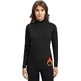Wizhibr Women's Fleece Lined Thermal Shirt Ski Base Layer Long Sleeve Mock Neck Cold Weather Workout Top for Women