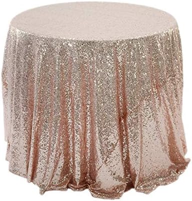 Liproes Durable Round Glitter Decorative Sequin Table Cloth/Cover (80 cm/32-inch, Rose Gold)