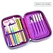 Cute Unicorn Embossed Hardtop Pencil Case - Kids Large Colored Pen Holder Box with Compartments - Girls Cosmetic Pouch Bag Stationery Organizer (Purple)