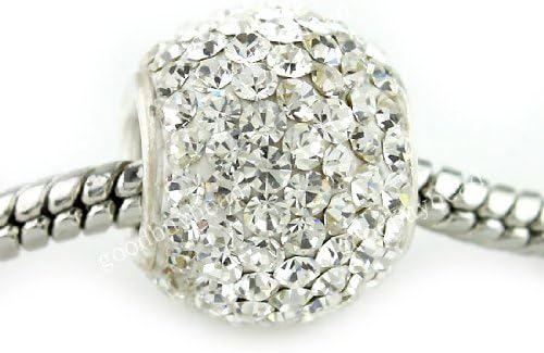 1 Crystallized Flower Crystal Ball Bead 925 Silver Charm (You Pick Color) Fits Authentic Pandora Charms Bracelet EvesErose Chamilia Biagi Trollbeads European Bracelet Etc (Large Crystal Clear)