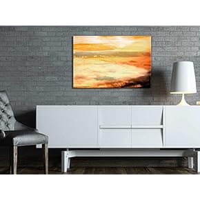 Beautiful Abstract Brown Mosaic on The Corner with Yellow and Gold Stripes Over It - Canvas Art Home Art - 12x18 inches