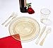 IOOOOO 180pcs Gold Plastic Plates with Gold Glitter Silverware, Disposable Dinnerware Set Includes: 36 Dinner Plates 10.25