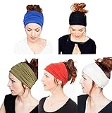 Yoga Headband with Multi Style for Sports Fashion or Travel Pack of 5 (Black Blue Green Red White)