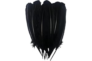 XKTEI 24Pcs Black Turkey Feathers 10~12in Long,Beautiful Feather for Crafts 26-31cm,Bulk Big Size Bilateral Natural Feather,for Wedding Dress and Party Decoration,DIY Fabricating Handicraft Article (Black)