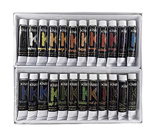 KINREX Acrylic Paint Set - Non Toxic & Vibrant Colors - 12 ml Each - 24 Color Art Set - Crafts for Adults and Kids