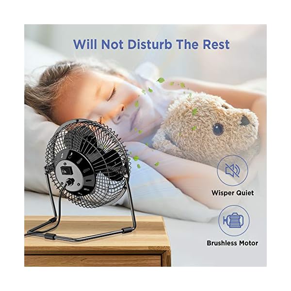 EasyAcc-USB-Desk-Fan-6-inch-Desktop-Silent-Fan-Air-Circulator-2-Speeds-360-Rotation-Brushless-Motor-Noiseless-for-Home-and-Office-Laptop-Notebook-PC-Desk-Table-Fan-Metal-Black EasyAcc USB Desk Fan 6 inch Desktop Silent Fan Air Circulator 2 Speeds 360° Rotation Brushless Motor Noiseless for Home…