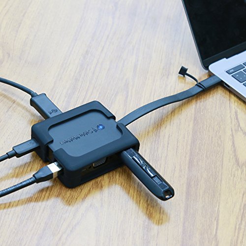 Cable Matters USB-C Multiport Travel Dock with HDMI / DP / VGA, USB 2.0, Fast Ethernet, 60W Power Delivery (Thunderbolt 3 Port Compatible) for 2016/2017 MacBook Pro, Dell XPS, Surface Book 2 and more