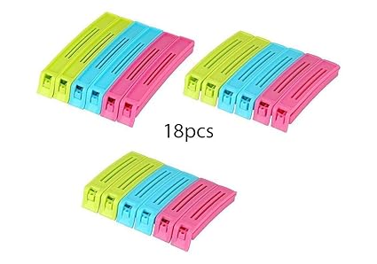 Gambit Multipurpose Food Snack Plastic Bag Clip Sealer/Packet Sealer Clamps/Manual Vacuum Bag Sealer/Food Pouch Clip/Bag Zipper for Home Kitchen (Multicolor) -18pc