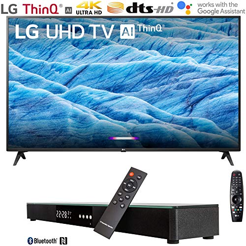 LG 70UM7370PUA 70″ 4K HDR Smart LED IPS TV w/AI ThinQ (2019) + Soundbar Bundle Includes, Deco Gear Home Theater Surround Sound 31″ Soundbar and 6ft Optical Toslink 5.0mm OD Audio Cable
