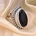 Dnswez Vintage 18k Silver-Tone Plated Black Big Macksite Small Surrounded Zircon Crystal Cocktail Ring for Women Gift(8)