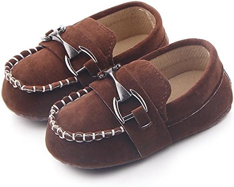 Lidiano Baby Nubuck Vamp Soft Sole Toddler Loafers Boat Shoes Crib Shoes (6-12 Months, Coffee)