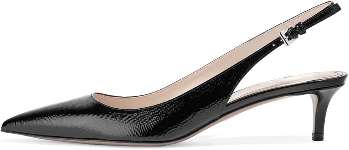 Amazon Com Fsj Women Classic Slingback Pumps Low Kitten Mid