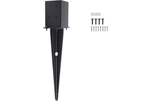 CDFYJHFDQ 1 Pcs 4"x4" Fence Post Anchor Ground Spike,(Internal 3.6"x3.6"),Metal Post Stake Ground 22" with Black Powder-Coated,Fence Stakes Post Base for Deck,Fence,Porch,Railing,Mailbox