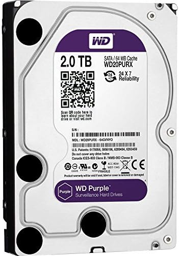 Western Digital WD Purple Harddisk 3.5" 2TB SATA3 6Gb/s IntelliPower 5400RPM 64 MB HDD Surveillance WD20PURX