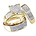 3Pcs/Set New Jewelry Yellow Gold Filled Heart White Sapphire Wedding Ring Sz6-10 Valentine's Festival Gifts for Boyfriend Girlfriend (US Size)