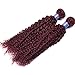 Red Wine Color Malaysian Deep Curl Hair 3 Bundles #99J Malaysian Kinky Curly Hair 100% Ombre Human Hair Extensions (16 18 20 inch, #99J)