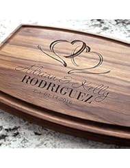 Two Hearts Wedding Personalized Cutting Board - Engraved Cutting Board, Custom Cutting Board, Wedding Gift, Housewarming Gift, Anniversary. W-027GB