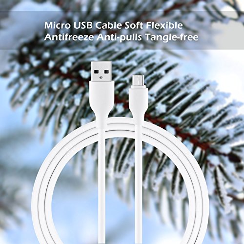 HAMSWAN Cable Charger 1M Micro USB Cable Soft Flexible Antifreeze Anti-pulls Tangle-free High Speed Sync and Charging Cable for Android Samsung HTC Nokia Sony and more (White)