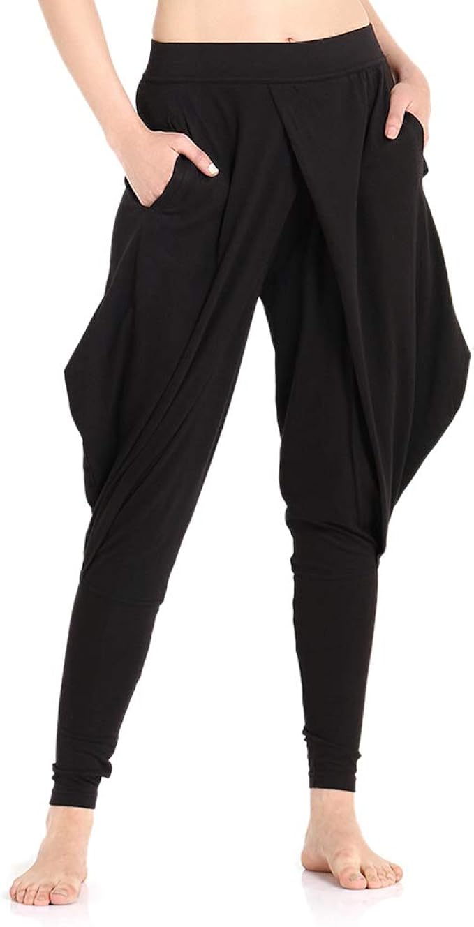 PROYOG Women's Organic Yoga Dhoti Pants (India Ink Black, M