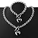 Loveshine Womens Stainless Steel Silver Heart Charm Link Toggle Lock 18