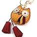Owl Key Ring Chain, Nikang Handmade Leather Key Holder Metal Chain Charm with Tassels, Tassel key chain, Handbag Accessories, Fashion Item, Car Key Chain, Gift Idea for Woman