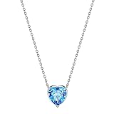 March Birthstone Necklace Tiny Hearts Love Pendant