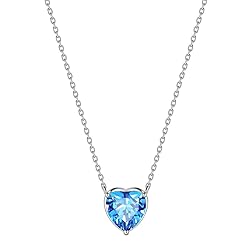 March Birthstone Necklace Tiny Hearts Love Pendant