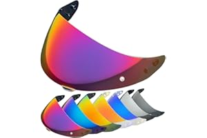 YMTSGEQ HJ-17 Helmet Visor Replacement.C90 Helmet Face Shield UV Protection Compatible with HJC C90, C91, C91N,CL-MAX 2, IS-MAX BT, SY-MAX 3, IS-MAX 2, CL-MAX 3 (Revo Rose Red-Day Use Only)