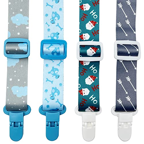 Leo Tube Pacifier Clip with Length Adjustable Belt 4 Pack Pacifier