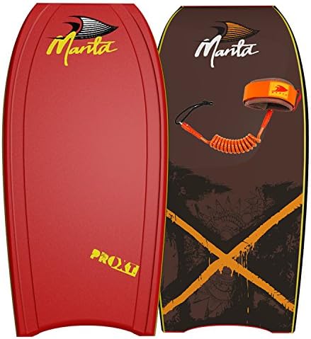 Manta Pro XT (42) Bodyboard - Red deck, Black rails, Graphic bottom