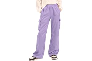 WELAKEN Lightweight Silky Jogger Pants for Girls Kids & Toddler Warm Weather Cargo Loose High Waisted Pants