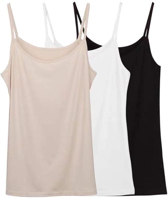 Amazon キャミソール レディース タンクトップ カップなし 肌触り良い 吸汗通気 お得三枚セット ワンサイズ ホワイト ページュ ブラック キャミソール タンクトップ 通販